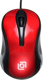 Фото 1/10 Мышь Оклик 385M черный/красный оптическая (1000dpi) USB для ноутбука (3but)