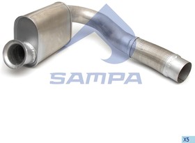 Фото 1/2 201.059, Труба выхлопная глушителя MERCEDES Axor (нерж) SAMPA