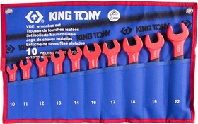 12FVE10MRN, KING TONY Набор рожковых диэлектрических ключей, 10-22 мм, чехол из теторона, 10 предметов