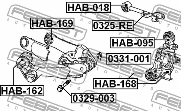 HAB169, Сайлентблок рычага Honda CR-V 12- заднего задний  FEBEST