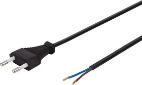 Провод с евроштекером черный, 2м H 03 VV-F 2x0,5 мм 28565 6