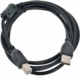Фото 1/3 CCF-USB2-AMBM-6, Кабель; USB 2.0; вилка USB A,вилка USB B; позолота; 1,8м; черный