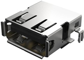 USB1015-GF-L-A, USB CONN, 2.0 TYPE A, R/A RCPT, 4POS, TH