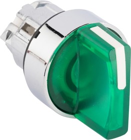 Фото 1/3 Исполнительный механизм переключателя ХB4 зеленый на 2 положения с фиксацией, с подсветкой с короткой ручкой EKF PROxima