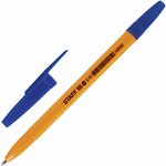 Ручка шариковая STAFF "C-51", СИНЯЯ, корпус оранжевый, узел 1 мм ...
