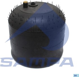 Фото 1/3 SP554187-K02, Пневморессора MERCEDES Actros (стальной стакан,верх.отв. М16х1.5+штуц.Voss 232 смещен) SAMPA