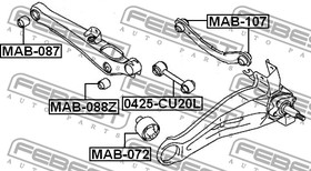 Фото 1/10 MAB-107, Сайлентблок рычага Mitsubishi ASX 10-, Lancer (CS, CY) 03-, Outlander 05- заднего верхнего наружный
