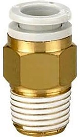 KQ2H08-03A, KQ2 Series Straight Threaded Adaptor, R 3/8 Male to Push In 8 mm, Threaded-to-Tube Connection Style