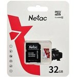 NT02P500ECO-032G-R, Карта памяти 32GB MicroSD class 10 + SD адаптер NETAC
