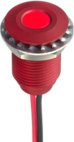 Q10F5ARXXR12E, Светодиодный индикатор в панель, Красный, 12 В DC, 10 мм, 20 мА, 8 мкд, IP67