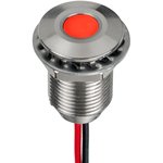 Q10F5SXXHR02E, Светодиодный индикатор в панель, Красный, 2.2 В, 10 мм, 20 мА, 980 мкд, IP67
