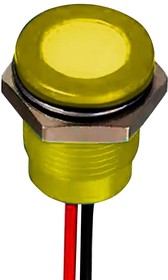 Q14F1BXXY02E, Светодиодный индикатор в панель, Желтый, 2.1 В, 14 мм, 20 мА, 4 мкд, IP67