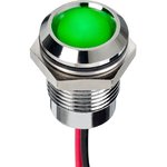 Q14P5CXXHG24E, Светодиодный индикатор в панель, Зеленый, 24 В DC, 14 мм, 20 мА ...