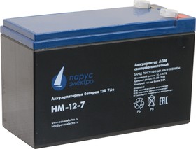 Фото 1/6 Парус-электро Аккумуляторная батарея для ИБП HM-12-7 (AGM/12В/7,2Ач/клемма F2)