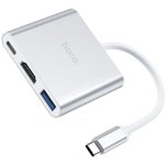 Адаптер HOCO HB14 Easy USB-C - USB3.0, HDMI, USB-C, PD 67W (серый)