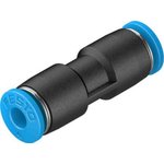 QS-4-100, QS Series Straight Tube-to-Tube Adaptor, Push In 4 mm to Push In 4 mm ...