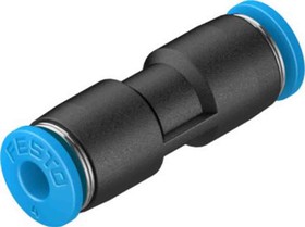 QS-4-100, QS Series Straight Tube-to-Tube Adaptor, Push In 4 mm to Push In 4 mm, Tube-to-Tube Connection Style, 130686