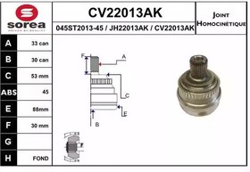 CV22013AK, CV22013AK_ШРУС наружный к-кт! 33x30 ABS 45\ Audi 80 1.6/1.8/1.6D/1.6TD/1.9D 88-91