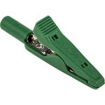 930317804, Crocodile Clip 2 mm Connection, Brass, Bronze Contact, 8A, Green