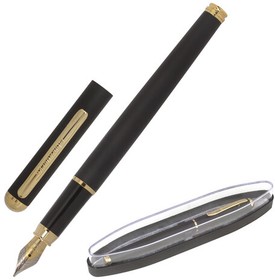 Фото 1/10 Ручка подарочная перьевая BRAUBERG "Maestro", СИНЯЯ, корпус черный с золотистыми деталями, 143471