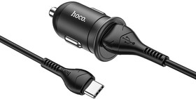 Фото 1/10 Автомобильная зарядка HOCO Z43 Mighty 1xUSB, 3А, 18W, QC3.0 с кабелем Type-C 1м (черная)