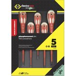 T49283PD Pozidriv; Slotted Insulated Screwdriver Set, 5-Piece