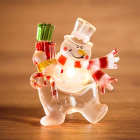 Фото 1/9 501-022, Снеговик с подарком RGB на присоске
