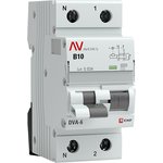 Выключатель автоматический дифференциального тока 2п (1P+N) B 10А 30мА тип AC 6кА DVA-6 Averes EKF rcbo6-1pn-10B-30-ac-av