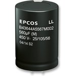 B43644C9227M000, Электролитический конденсатор, фиксация защелкой, 220 мкФ, 400 В, ± 20%, Snap-In