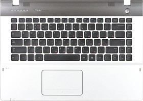 Фото 1/2 Клавиатура (топ-панель) для ноутбука Samsung P330 черная с серым топкейсом