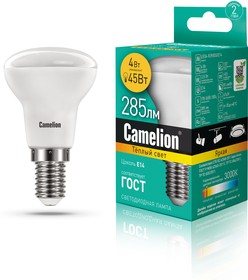 Фото 1/2 Camelion LED4-R39/830/E14 (Эл.лампа светодиодная 4Вт 220В)