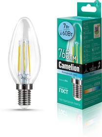 Фото 1/2 Camelion LED7-C35-FL/845/E14 (Эл.лампа светодиодная 7Вт 220В)