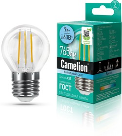 Фото 1/2 Camelion LED7-G45-FL/845/E27 (Эл.лампа светодиодная 7Вт 220В)