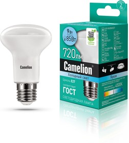 Фото 1/2 Camelion LED9-R63/845/E27 (Эл.лампа светодиодная 9Вт 220В)