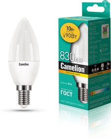 Фото 1/2 Camelion LED10-C35/830/E14 (Эл.лампа светодиодная 10Вт 220В)