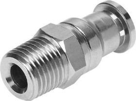 CRQS-1/4-6, Straight Threaded Adaptor, R 1/4 Male to Push In 6 mm, Threaded-to-Tube Connection Style, 132644
