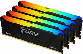 Фото 1/8 Память оперативная Kingston 64GB 3200MHz DDR4 CL16 DIMM (Kit of 4) 1Gx8 FURY Beast RGB