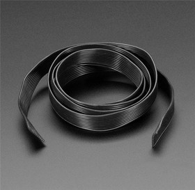 Фото 1/2 3890, Adafruit Accessories Silicone Cover Stranded-Core Ribbon Cable - 10 Wire 1 Meter Long - 28AWG Black