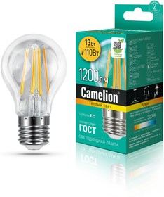 Фото 1/3 Camelion LED13-A60-FL/830/E27 (Эл.лампа светодиодная 13Вт 220В)