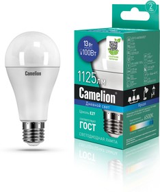 Фото 1/2 Camelion LED13-A60/865/E27 (Эл.лампа светодиодная 13Вт 220В)