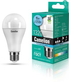 Фото 1/2 Camelion LED15-A60/845/E27 (Эл.лампа светодиодная 15Вт 220В)