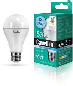 Фото 1/2 Camelion LED17-A65/845/E27 (Эл.лампа светодиодная 17Вт 220В)