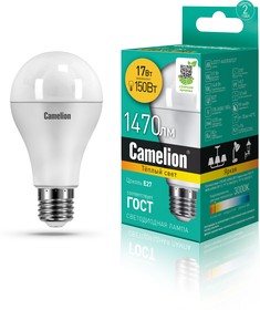 Фото 1/2 Camelion LED17-A65/830/E27 (Эл.лампа светодиодная 17Вт 220В)
