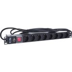 Блок розеток 19" 8 шт. Schuko, 16A 250V, шнур питания 3.0 м TWT-PDU19-16A8P-3.0