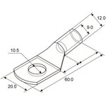 07-5317, Наконечник медный луженый ТМЛ 35-10-9 (35мм² - ø10мм) ГОСТ 7386-80 (в ...