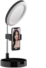 Фото 1/6 Кольцевая LED лампа настольная WK G3 Foldable & Portable Selfie Stick With LED For Influencer черная