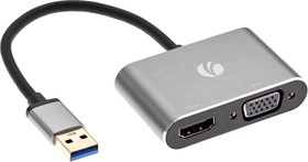 Фото 1/10 CU322M, Кабель-переходник USB 3.0 (Am) --  HDMI(f)+VGA(f), Aluminum Shell, VCOM