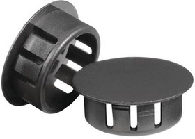 62MP0312, Conduit Fittings & Accessories Hole Plug, Snap In , .312 in Hole, .062 Max Panel, Black,HS Nylon,.312 Thick,.375 OD