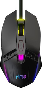 Фото 1/6 Мышь Gaming Mouse HIPER MX-R100 Black (6D, 3600DPI, 1.5m cable, USB)