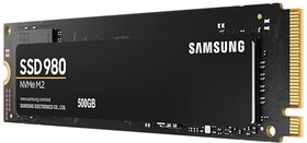 Фото 1/10 Тведотельный накопитель SSD M.2 (PCI-E NVMe) 500Gb Samsung 980 (R3100/W2600MB/s) (MZ-V8V500BW) 1year